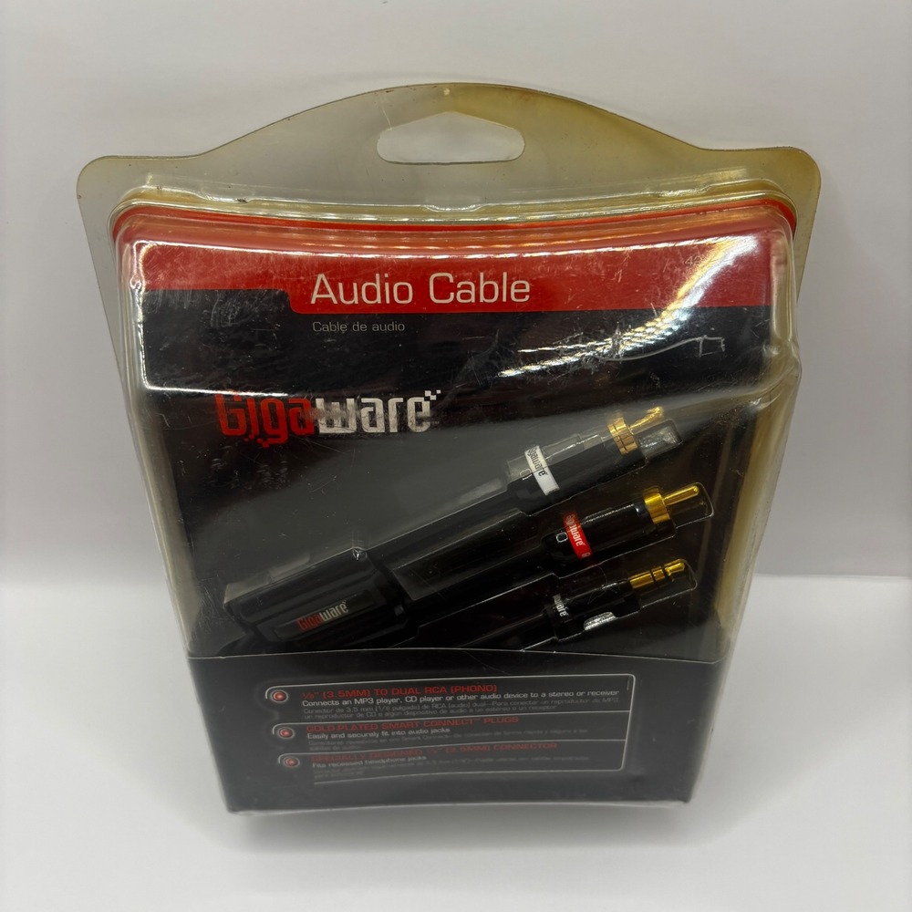 Gigaware Audio Cable 7ft Black 
420-0414 3.5mm 1/8 to Dual RCA Phono Gold Plated